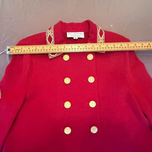 St John Collection Vintage Red/Gold Double Breast Knit Blazer Size 10/M $1395 - Picture 10 of 13